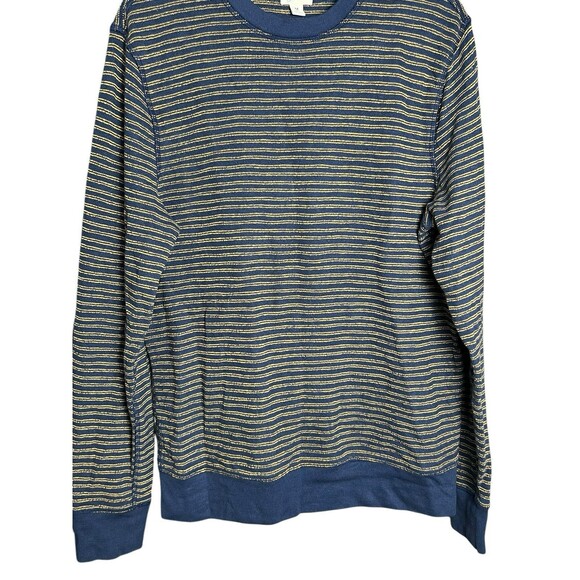 J.Crew Long-Sleeve Textured Sweater-Tee in Navy Gold Stripe US Men's‎ Medium M - Picture 4 of 12
